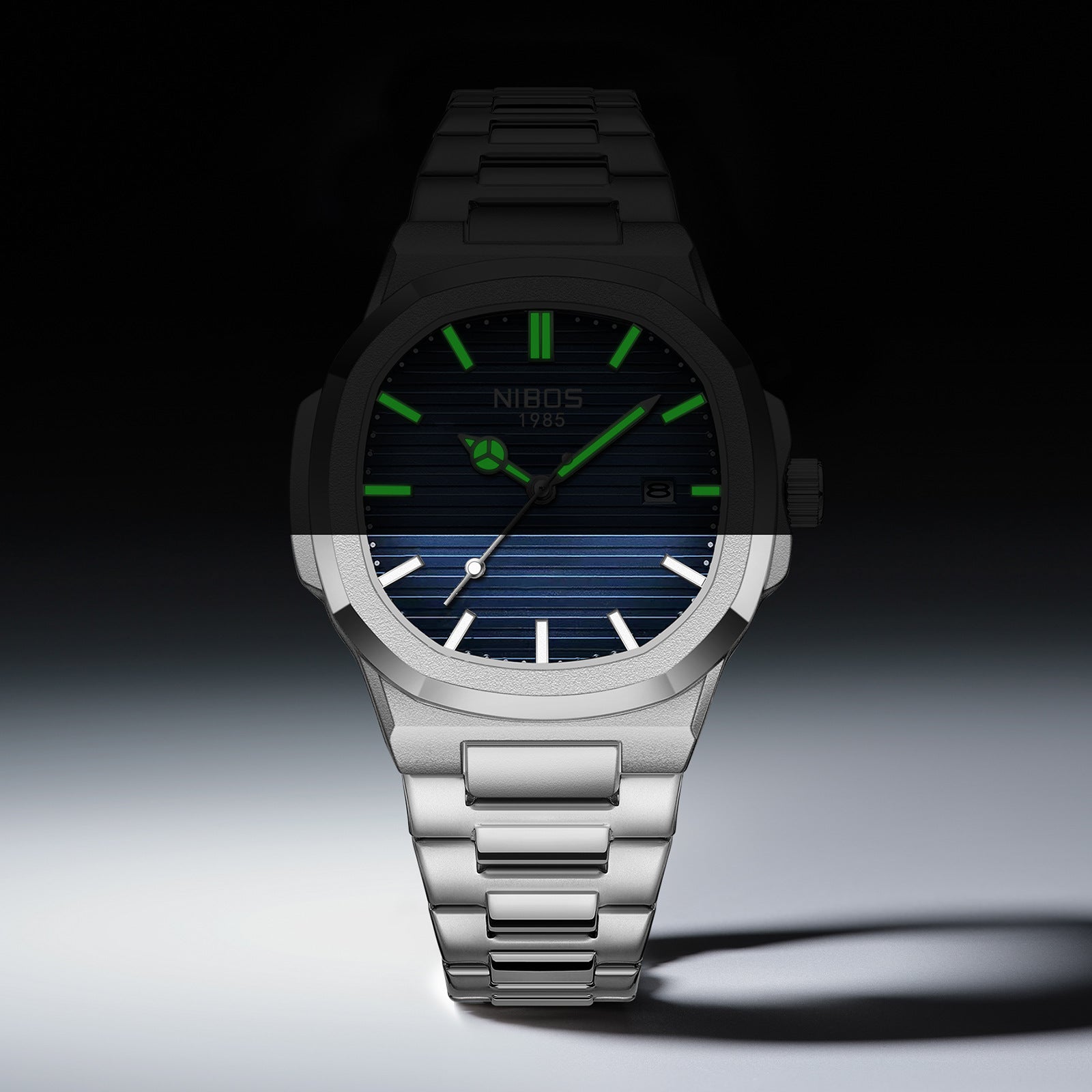 Luminous waterproof steel quartz watch