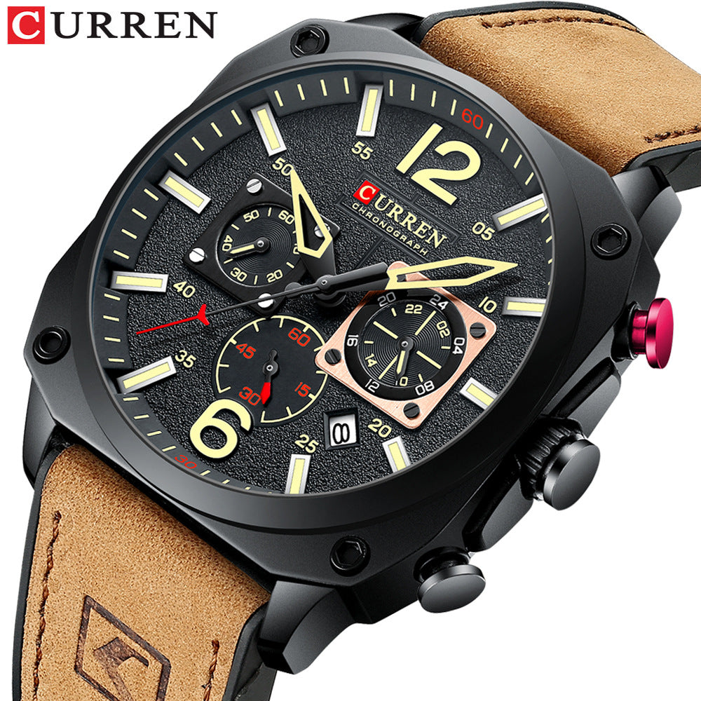 Square Waterproof Quartz Watch with Calendar