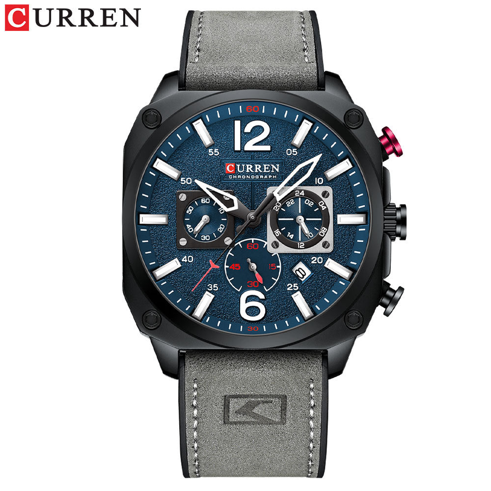 Square Waterproof Quartz Watch with Calendar