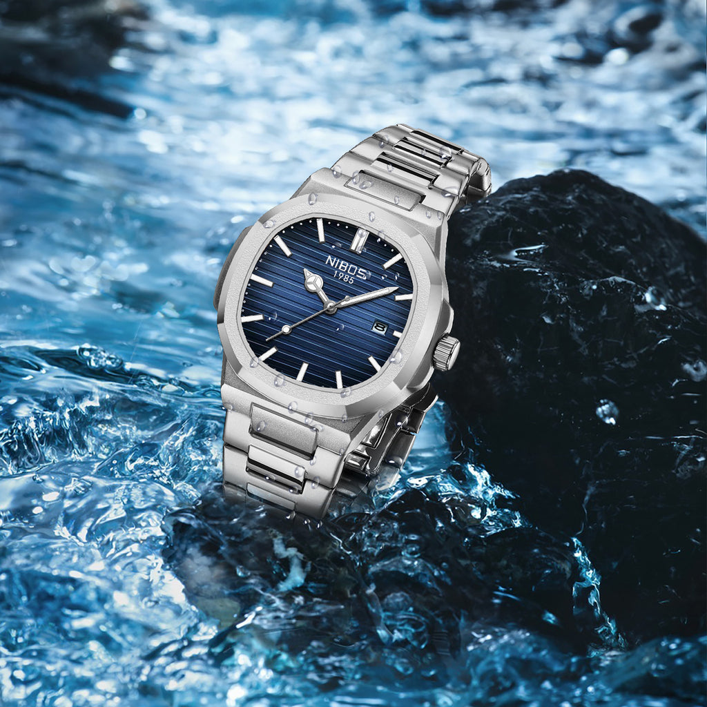 Luminous waterproof steel quartz watch