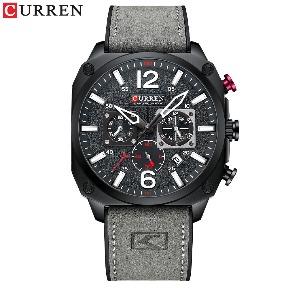 Square Waterproof Quartz Watch with Calendar