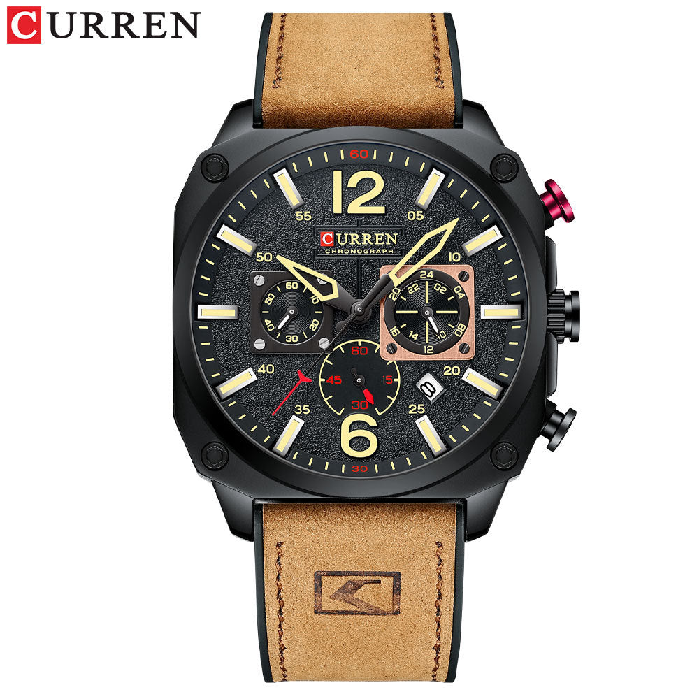 Square Waterproof Quartz Watch with Calendar