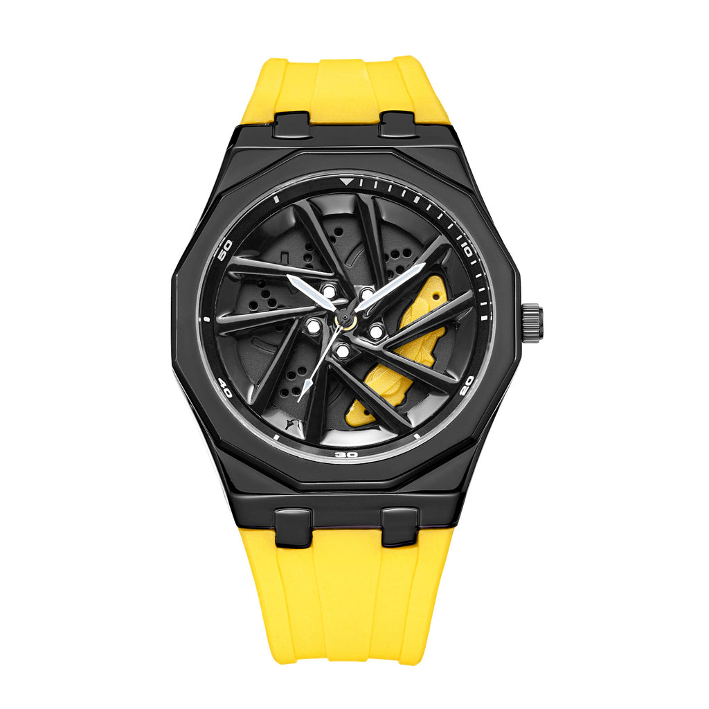 Rotating Bezel Quartz Watch with Silicone Strap