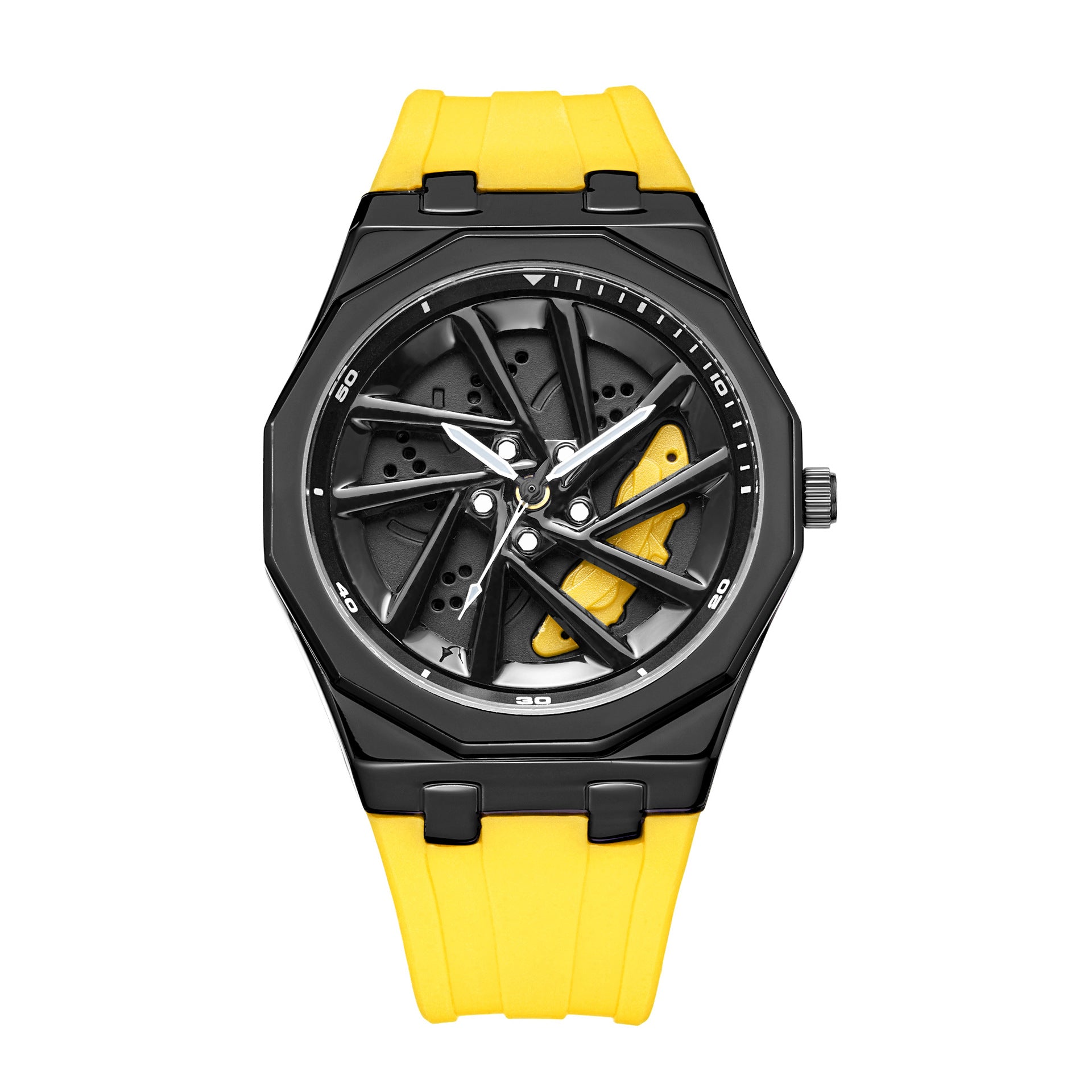 Rotating Bezel Quartz Watch with Silicone Strap