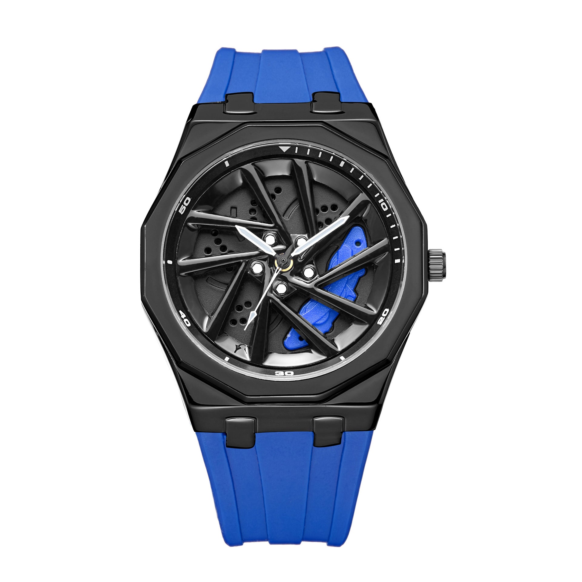 Rotating Bezel Quartz Watch with Silicone Strap