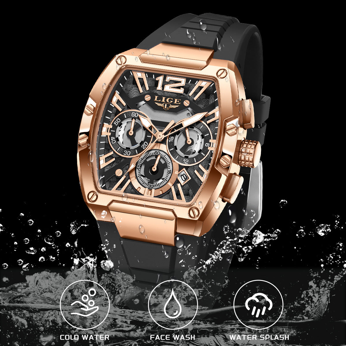 Lige Sport Watch Waterproof Luminous Calendar